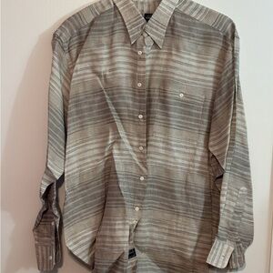 Ike Behar Men's Casual Striped Shirt - Gray and White